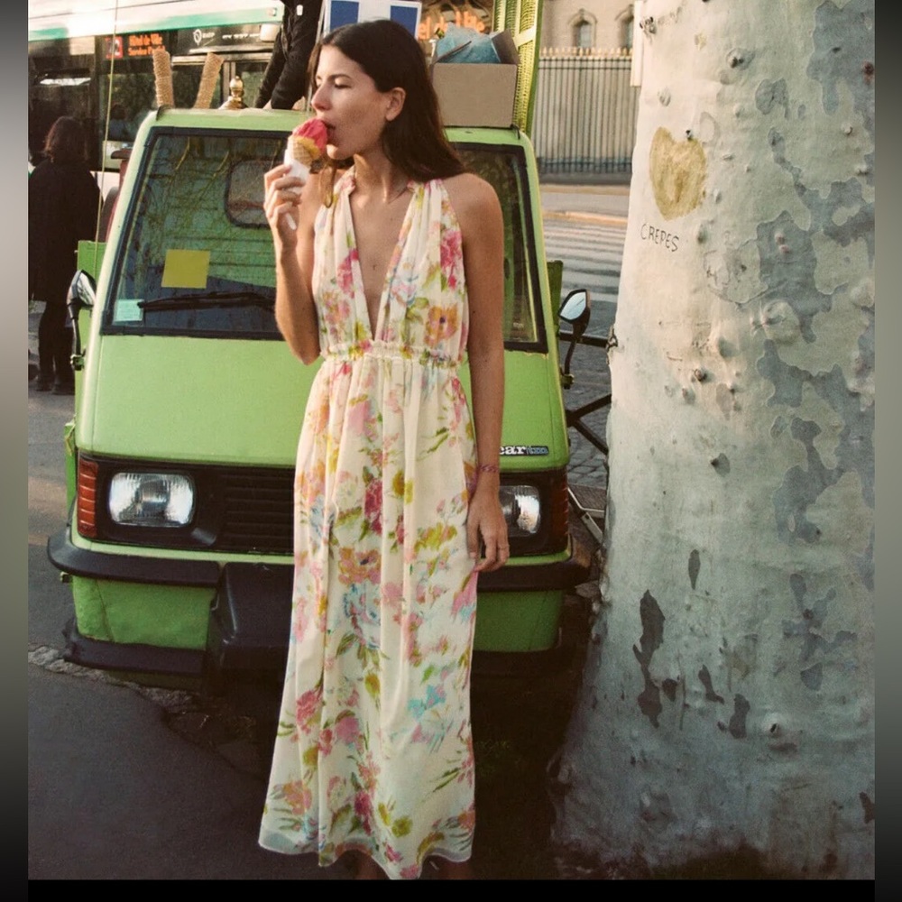 Zara flowy summer maxi dress size M medium floral